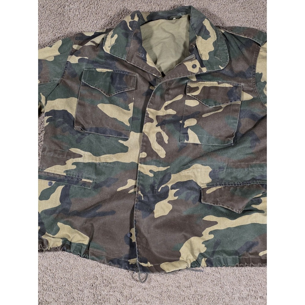 Vtg Turkish Military Surplus Camo Field Jacket Hooded Size 50 (US M) Woodland